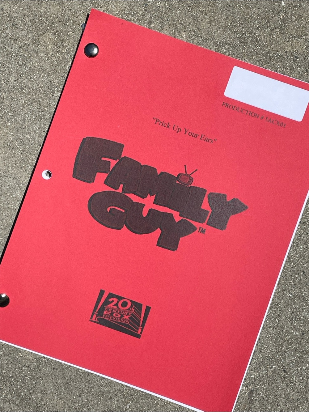 Family Guy 2005 Prick Up Your Ears Production Used Table Draft Script SEX-ED Ep!